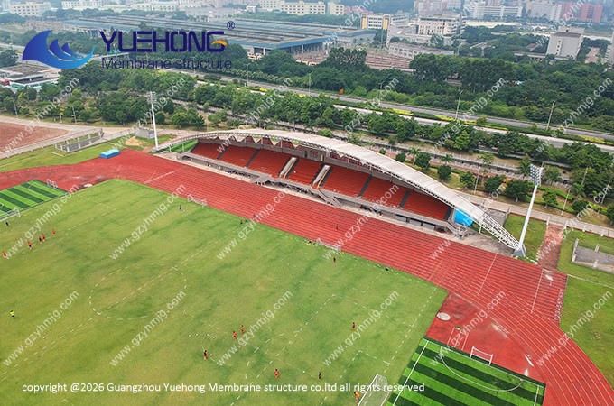 Projet de structure membrane pour les gradins du stade d’une université à Guangzhou